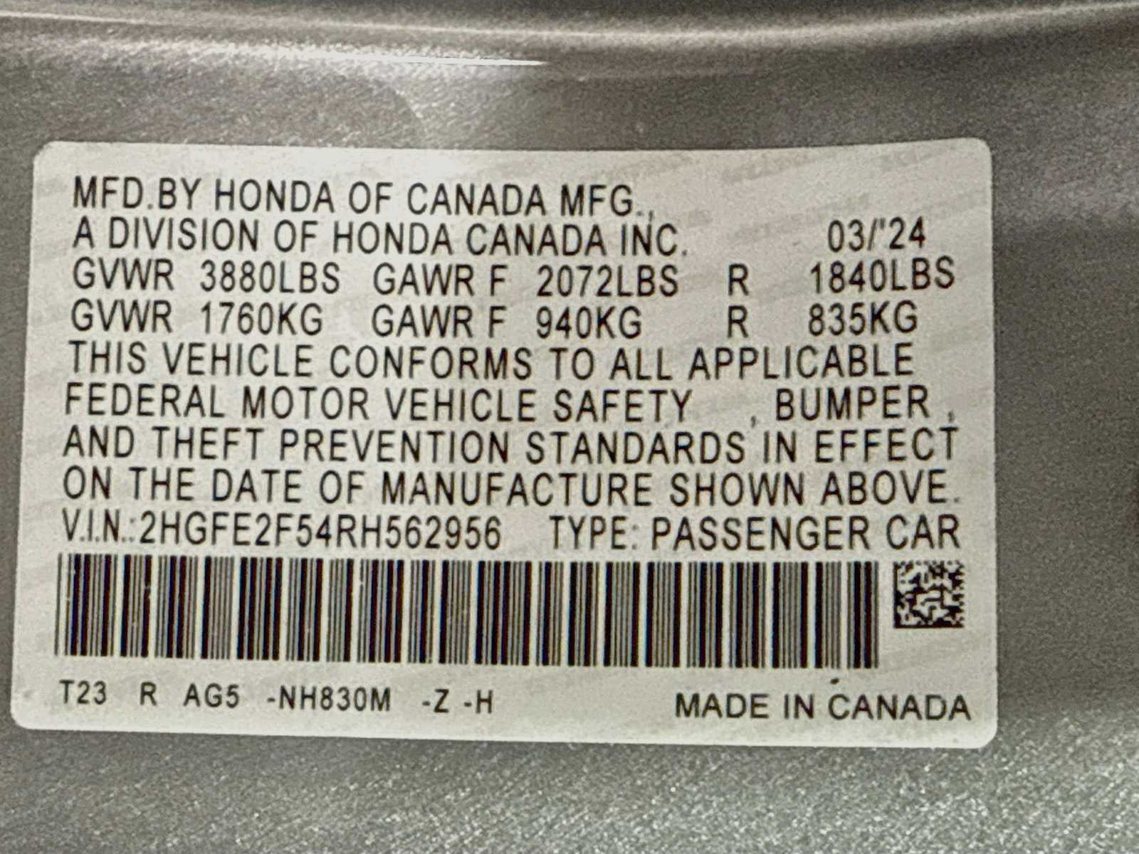 2024 Honda Civic Sport