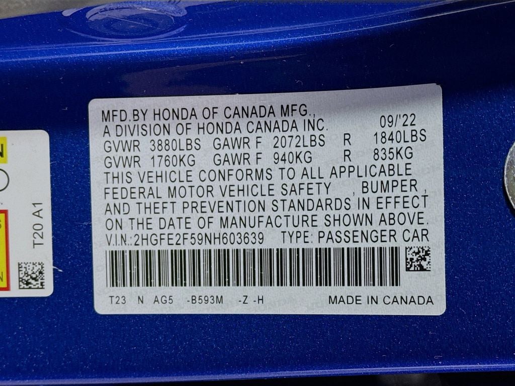 2022 Honda Civic Sport