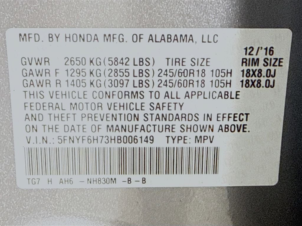 2017 Honda Pilot EX-L w/Navigation