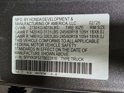 2026 Honda Ridgeline RTL