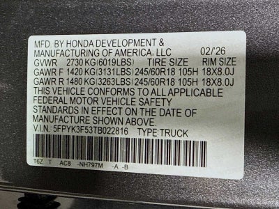 2026 Honda Ridgeline RTL