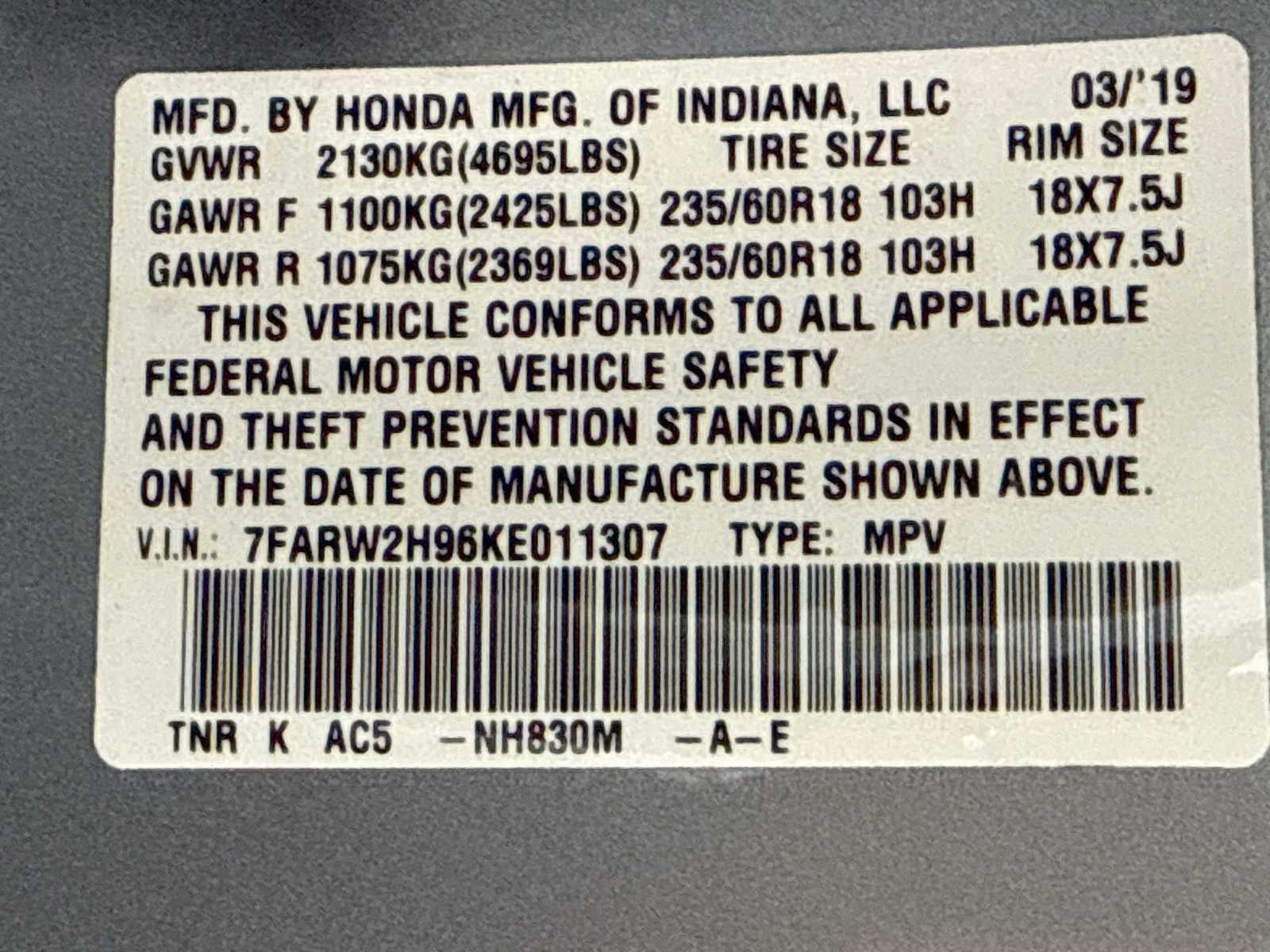 2019 Honda CR-V Touring