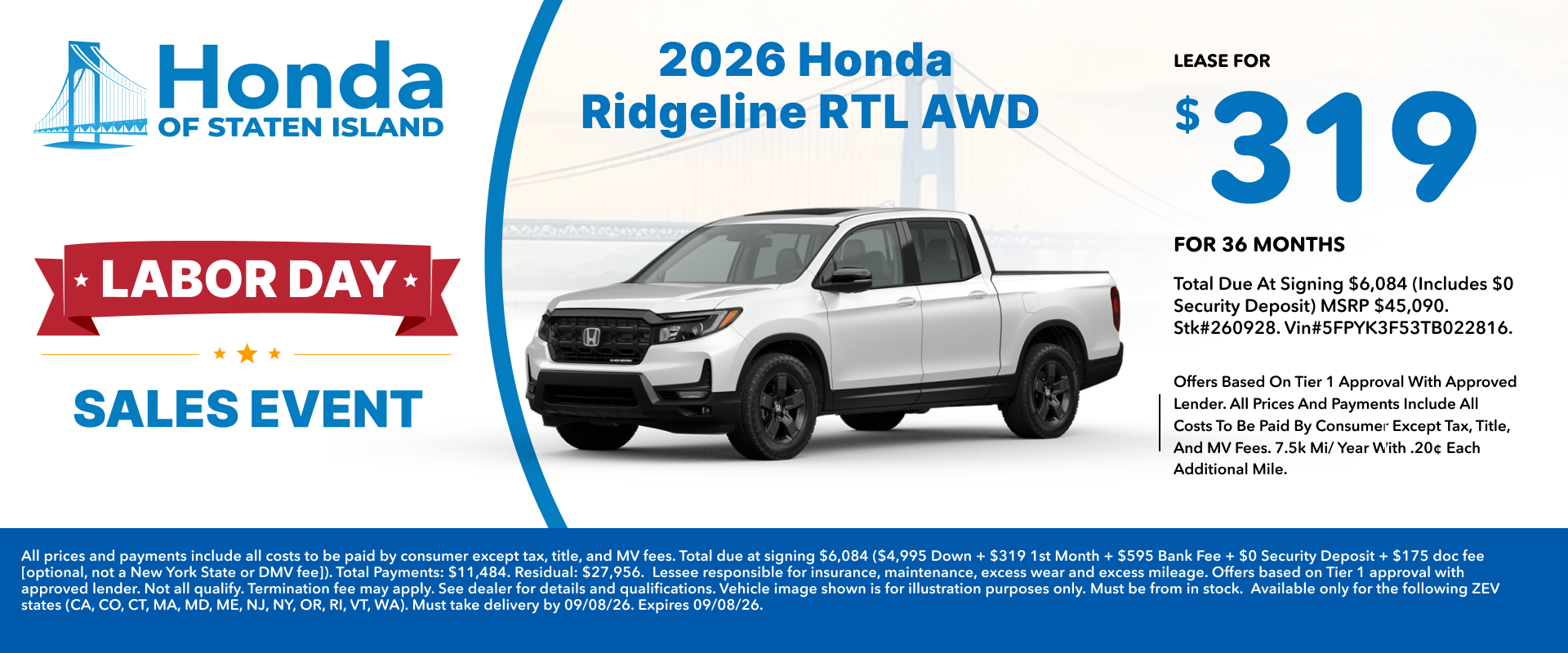 2026 Honda Ridgeline RTL AWD